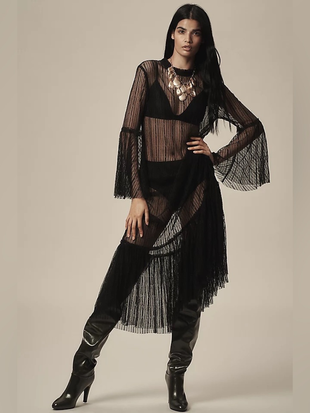 By Anthropologie Sheer Lace Tunic Whimsigoth M/L